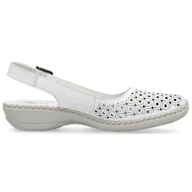 Kožené pohodlné dámské celoprolamované sandály, bílé Rieker 41350-80 bílý 11