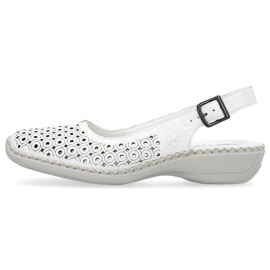 Kožené pohodlné dámské celoprolamované sandály, bílé Rieker 41350-80 bílý 13