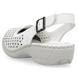 Kožené pohodlné dámské celoprolamované sandály, bílé Rieker 41350-80 bílý 14
