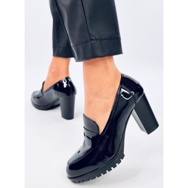 Jeffis Black lakované mokasíny na podpatku černý 2