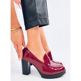 Jeffis Wine Red lakované mokasíny na podpatku červený 2