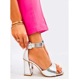 Sandály na podpatku Ellen Silver s páskem stříbrný 6