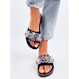 Maliv Černé korkové pantofle s kamínky černá 1