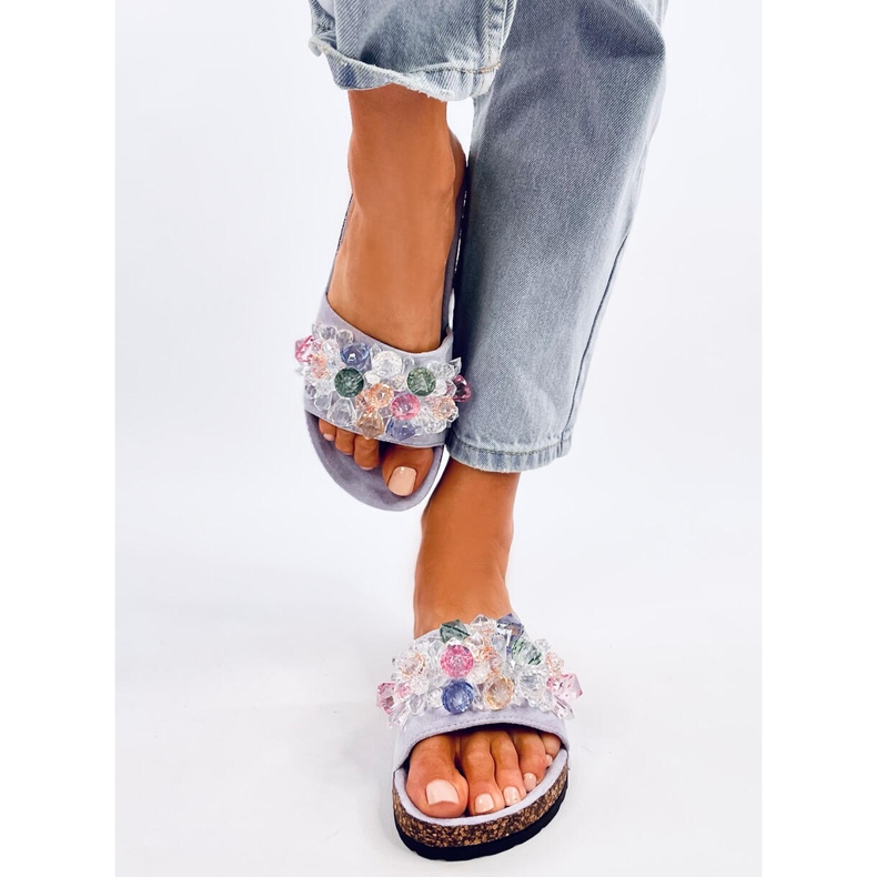 Korkové žabky s kamínky Maliv Purple fialový 1