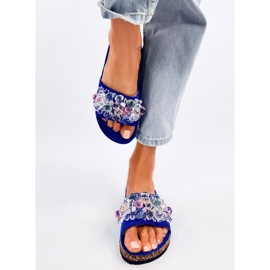 Korkové žabky s kamínky Maliv Blue modrý 1