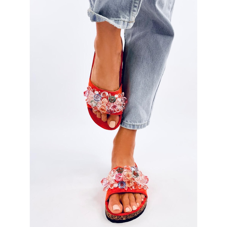 Korkové žabky s kamínky Maliv Orange oranžový 1