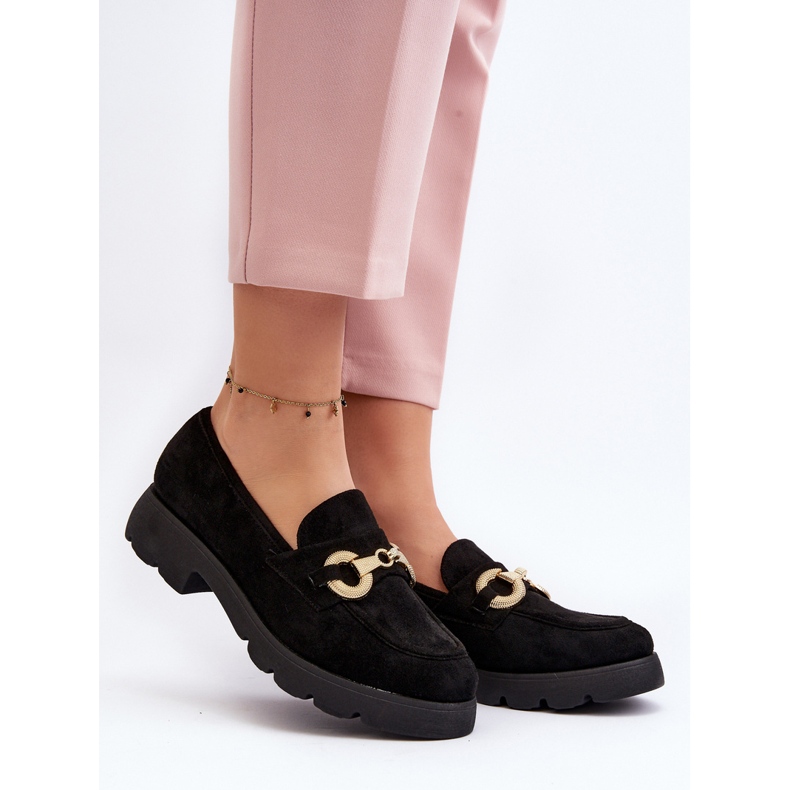 Dámské mokasíny s ozdobou Black Railenes černá 2