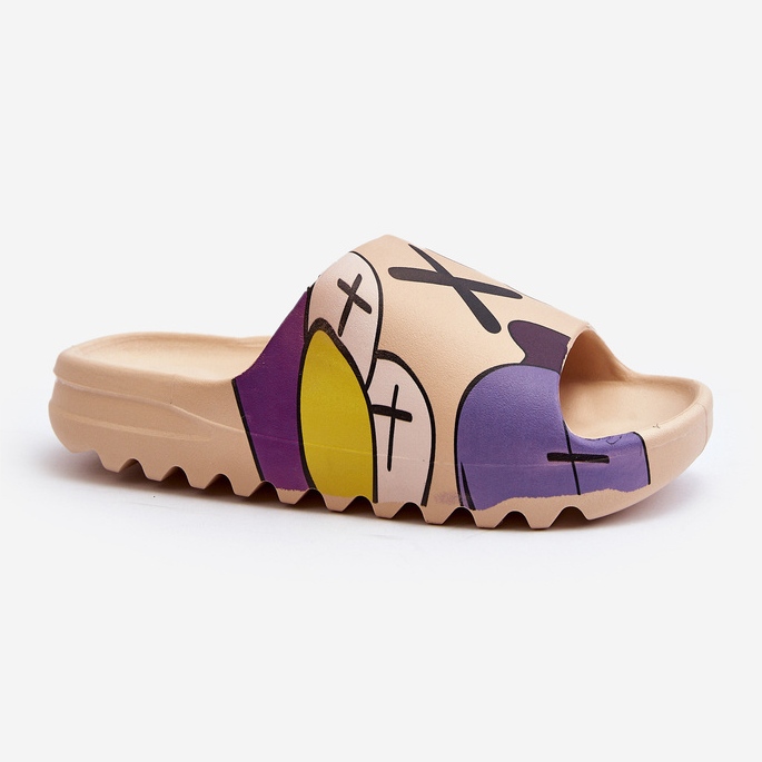 Gumové žabky s tmavě béžovým potiskem monster 1