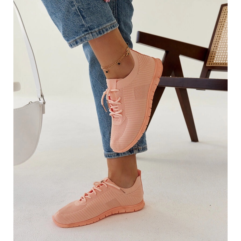 Růžové látkové tenisky značky Erminio růžový 2