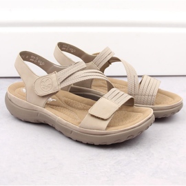 Pohodlné dámské sandály na suchý zip a gumičky, béžové Rieker 64870-62 béžový 7