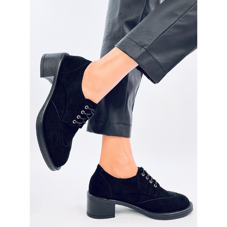 Mokasíny Vedra Black na vysokém podpatku černá 2