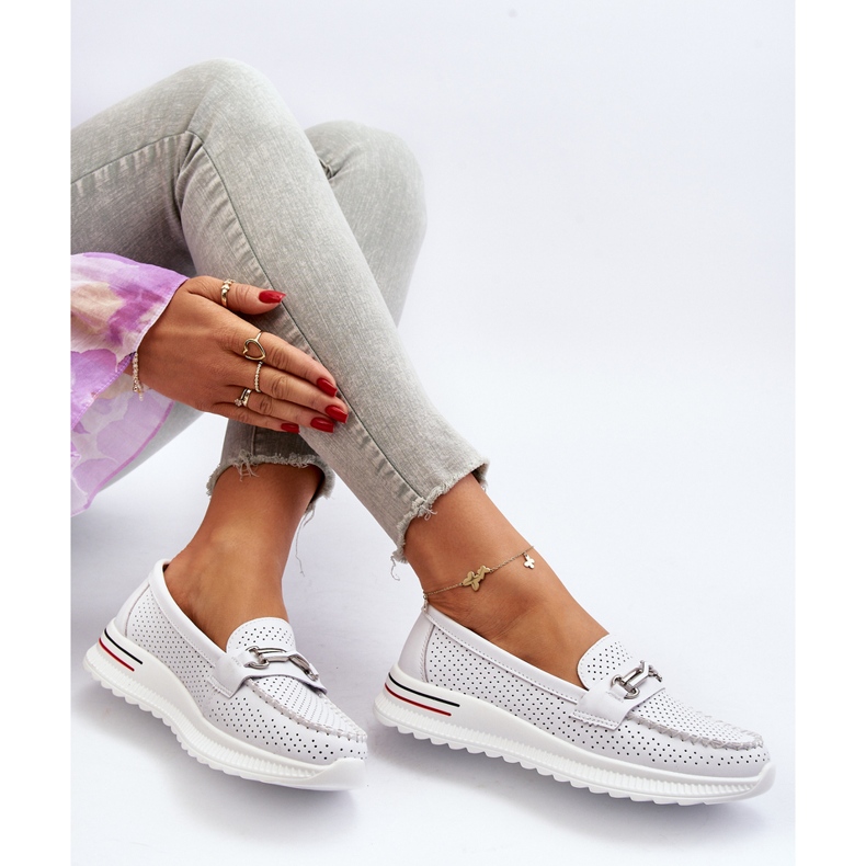 Vinceza Dámské kožené mokasíny bílá Veridinna bílý 1