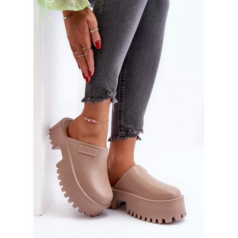 Dámské žabky na masivní podrážce Big Star NN274016 Béžová béžový 1