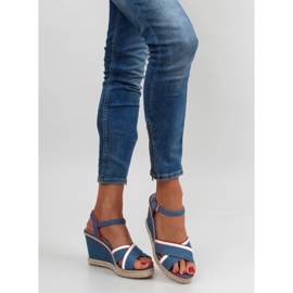 Sandály na klínku Tomy 1234 modré modrý 1