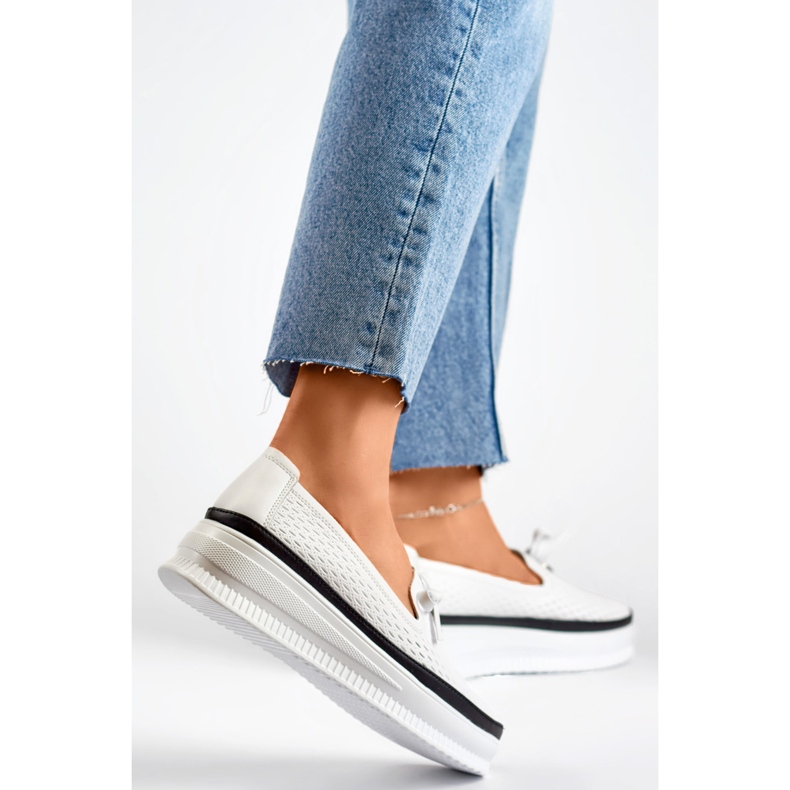 Kožené prolamované boty pro ženy, pohodlné mokasíny z přírodní kůže bílý 1 Kožené prolamované boty pro ženy, pohodlné mokasíny z přírodní kůže bílý 1