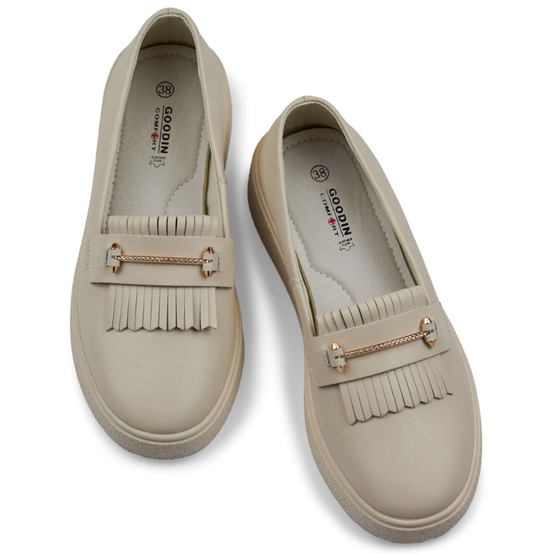 Dámské béžové kožené boty béžový 1