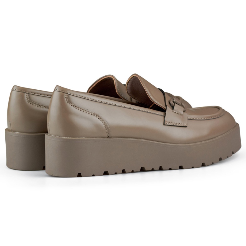 Hnědé dámské boty na nízkém klínku, dámské boty na hnědé platformě béžový 1