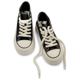 Černé tenisky se silnou podrážkou, dámské vysoké tenisky černá 1