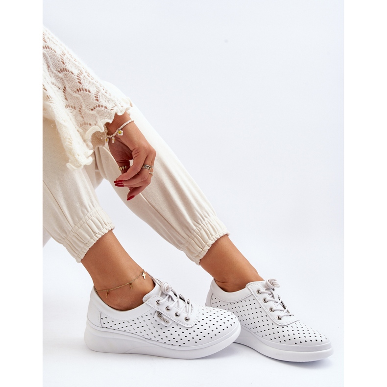 Vinceza Dámské kožené sportovní tenisky bílé Brumia bílý 1