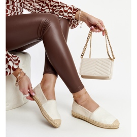 Světle béžové espadrilky s leskem na platformě Ming béžový 1