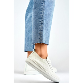 Bílé prolamované tenisky pro ženy, prolamované tenisky bílý 2