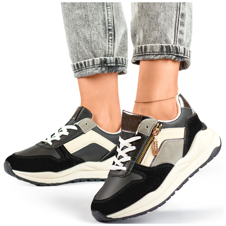 Dámská sportovní obuv pro volný čas, černé tenisky černá 2