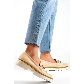 Béžové dámské boty na platformě béžový 1