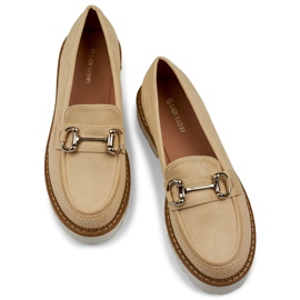 Béžové dámské boty na platformě béžový 2