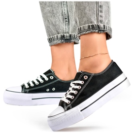 Černé tenisky se silnou podrážkou, klasické dámské tenisky na platformě černá 1