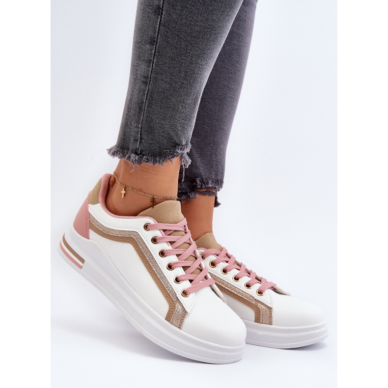 Béžové dámské tenisky s třpytkami Elnami bílý 2