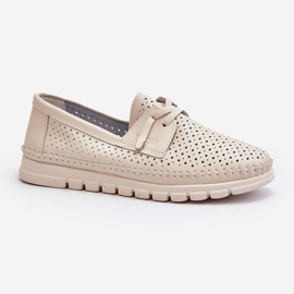 Vinceza Dámské prolamované béžové kožené boty Darnissa béžový 1