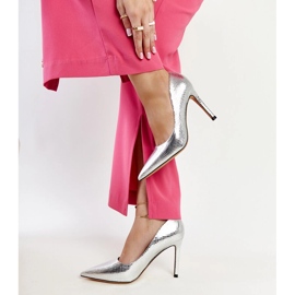 Stříbrná patentovaná vína jehlové podpatky stříbrný 1