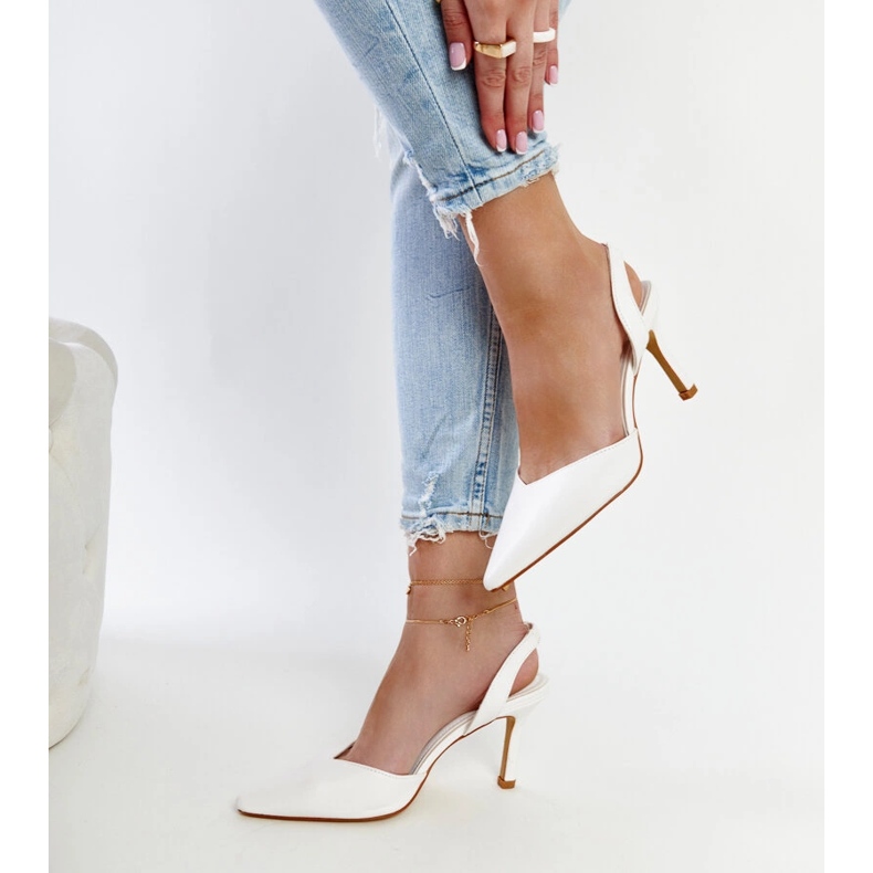 Bílý otevřený podpatek Fontanile vysoké podpatky 1