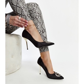 Černé vysoké podpatky se zirkony Elife černá 1