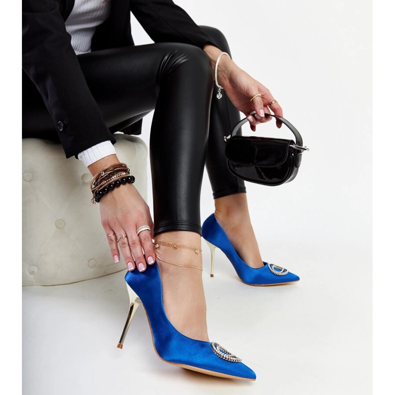 Modré podpatky Elife s kubickou zirkonií modrý 1