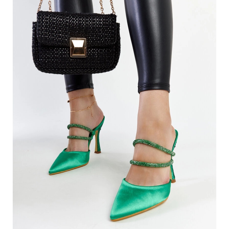 Zelené žabky na vysokém podpatku značky Raffaelina zelená 1