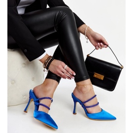 Modré žabky na vysokém podpatku značky Raffaelina modrý 1 Modré žabky na vysokém podpatku značky Raffaelina modrý 1