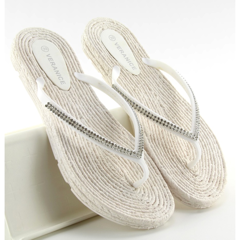 Gumové žabky jako espadrilky ls069 bílé bílý 2 Gumové žabky jako espadrilky ls069 bílé bílý 2