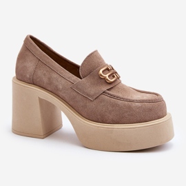 Dámské semišové boty Zazoo 20170 na vysokém podpatku, béžová béžový 1