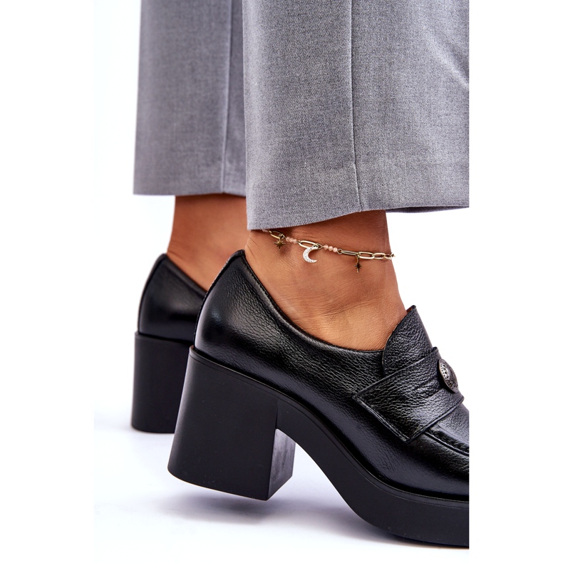 Lemar Dámské Kožené Boty Na Podpatku Černá 2