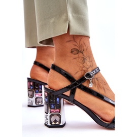 S.Barski Lakované sandály na ozdobné sponě D&amp;A CR-232 černá černý 4