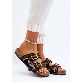 Dámské žabky s korkovou podrážkou, Black Fannea černá 2