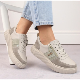 Béžové dámské kožené boty na platformě Filippo DP6121 béžový 1