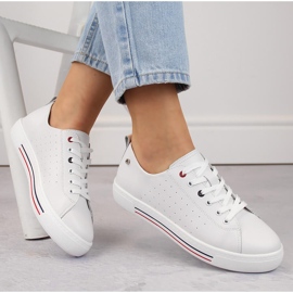 Filippo DP6029 bílé dámské kožené sportovní boty bílý 1