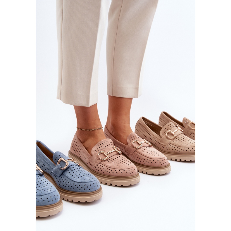 Dámské prolamované mokasíny s ozdobou, růžové Talesse růžový 1