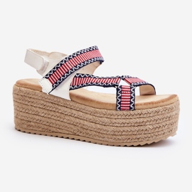 Dámské sandály na spletené masivní podrážce, bílá Luminea bílý 2