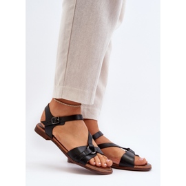 Zazoo 40182 Dámské kožené sandály černé černá 2