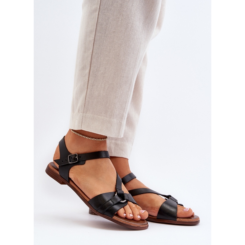 Zazoo 40182 Dámské kožené sandály černé černá 2