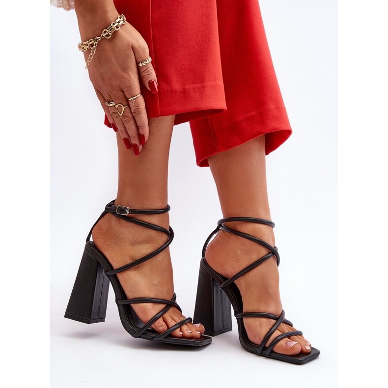 Módní černé sandály na vysokém podpatku Josette černá 2