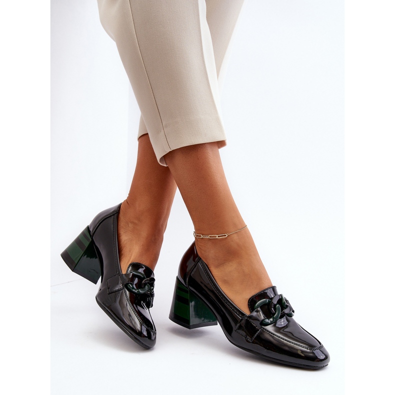 Vinceza Černé patentní lodičky Paliotte s řetízkem černá 1